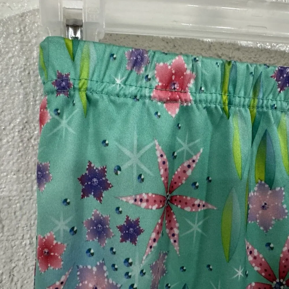 Shimmer & Shine Girls PJ Pants Size 10-12 Green Pink Purple Floral Sleepwear